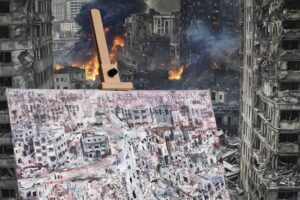 Eskuhaldunak Eskultoreen Elkarteak ‘Gazako garrasia’ erakusketa zabaldu du Zornotzan